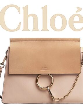 Chloe Faye Medium Calfskin Shoulder Bag in Blush Pink with Dustbag